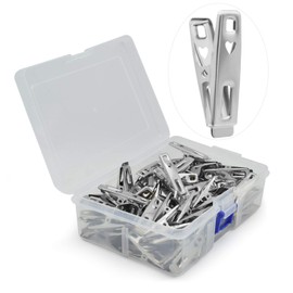 VIPbuy Pack of 60 Small Stainless Steel Clothes Pegs, Metal Photo Clips with Storage Box, Multifunctional Clips for Hanging Clothes, Socks, Clothesline, Office Files, Food Sealing