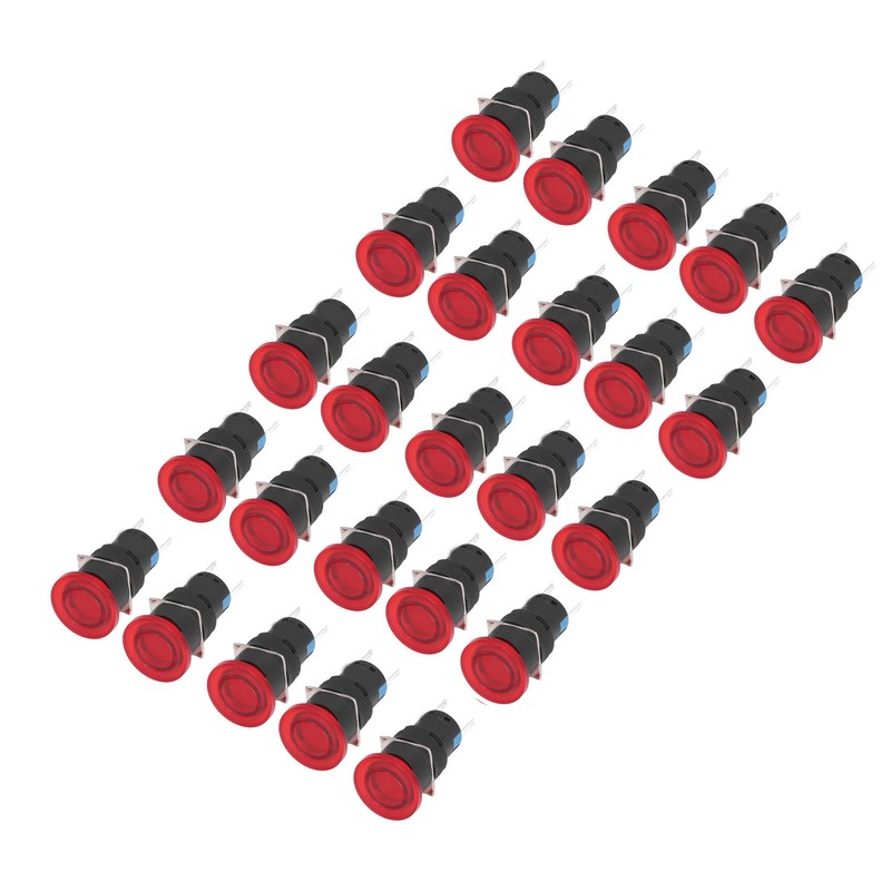 25Pcs Button Switch Mushroom Head Self Locking Push Switches with