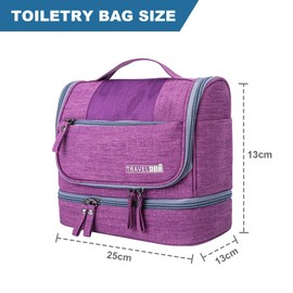 Cosmetic Bag, Toiletry Bag, Women's Travel Cosmetic Organiser Bag, Waterproof Make-Up Bag with Makeup Brush Compartment for Travel, Business, Fitness, Camping, Zip, Purple, Fashion