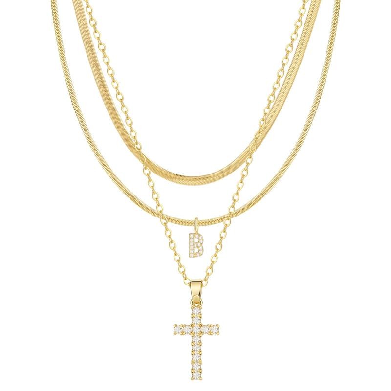 TASISO Layered Gold Necklaces for Women Tiny Initial Necklaces 14K