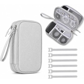Bolsa de Almacenamiento para Accesorios Organizador Portátil Organizador de Doble Capa con Material Impermeable Resistente Arañazos para Cables USB Auriculares Discos Duros Ideal para Viajes Oficina
