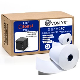 Vonlyst Thermal Printer Paper Roll for Toast TP200 Receipt Printer Point of Sale (12 rolls)