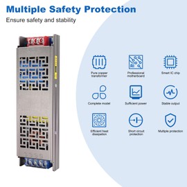 MALIIGAZA 12V 400W Transformer LED Power Supply, AC/DC Converter LED Driver, Small Size Silent Design, Copper Shell, AC100~265V Input, for DC12V Indoor LED Strip Lighting