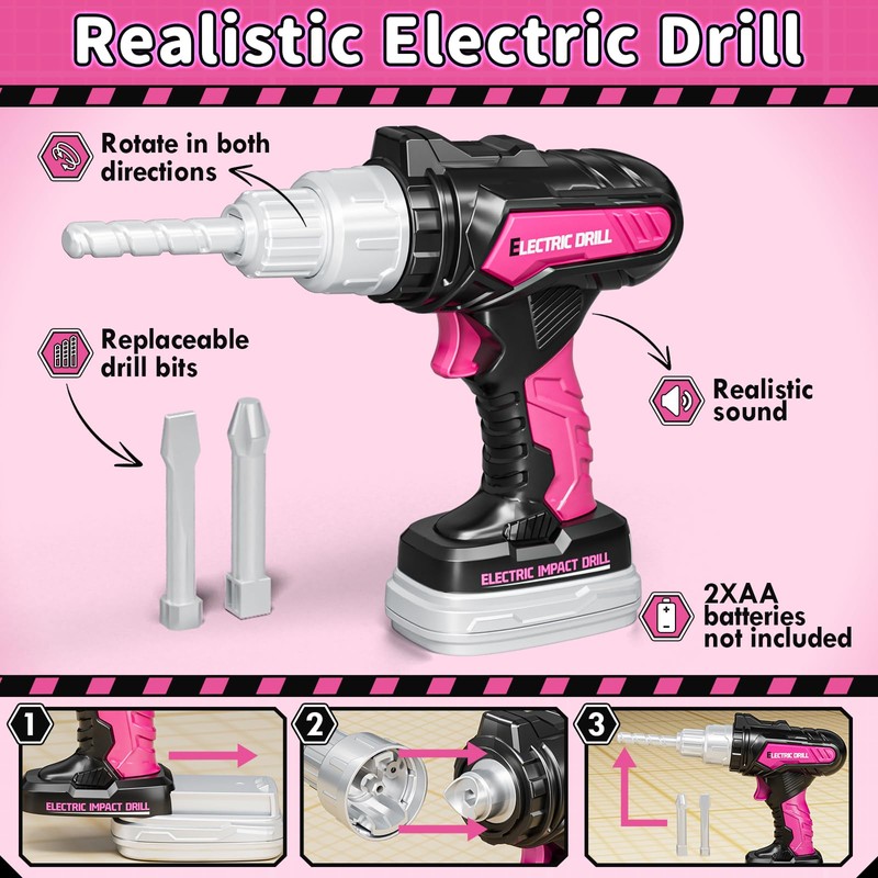 KidBloom Kids Tool Set with Toy Drill, Construction Tools with
