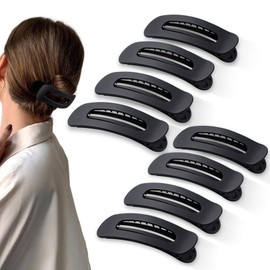Cptots 8 Pcs Large Lay Flat Claw Clips for Women French Side Slide Barrettes for Thick Thin Hair Rectangle Alligator Hair Accessories,Black
