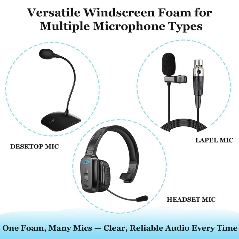 AKSONMN 18 Pack Mini Foam Windscreen for Headset Microphone -