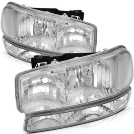 ECCPP Headlight Assembly For GMC Sierra 1500 1999-2006,For GMC Sierra 2500 1999-2004,For GMC Sierra 3500 2001-2006,For GMC Yukon 1999-2006 Driver and Passenger Side Headlamps