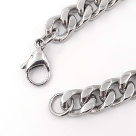 Steelmeup Stainless Steel Simple Curb Cuban Link Chain Bracelet For Men 8mm 9inch