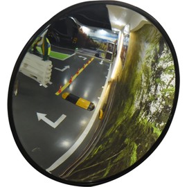 BESEA 24 inch Black Convex Mirrror Traffic Mirror, Wall Mounted Security Mirror, Safety Blind Spot Mirror for Garage Warehouse Mall Home Office Indoor with Clear View