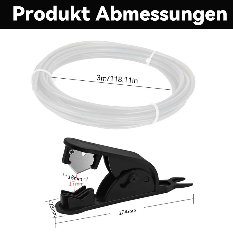 HAFRILY PTFE Hose 3 m with Cutter 4 mm x