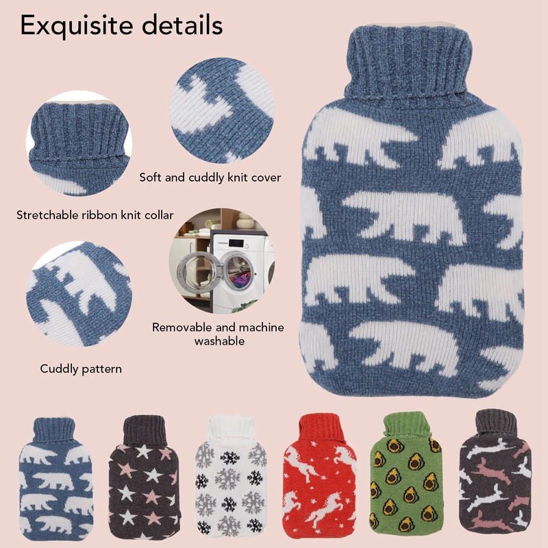 2000ML Hot Water Bottle Hot Water Bag with Soft Knitted