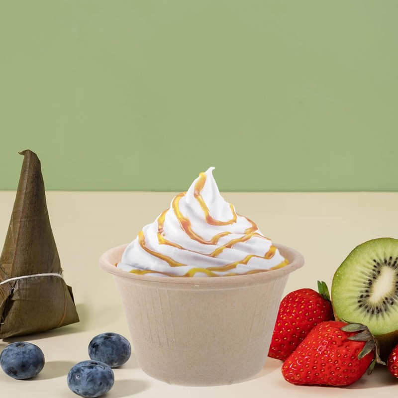 50pcs Brown Paper Ice Cream Cups: Disposable Dessert Bowls Snack