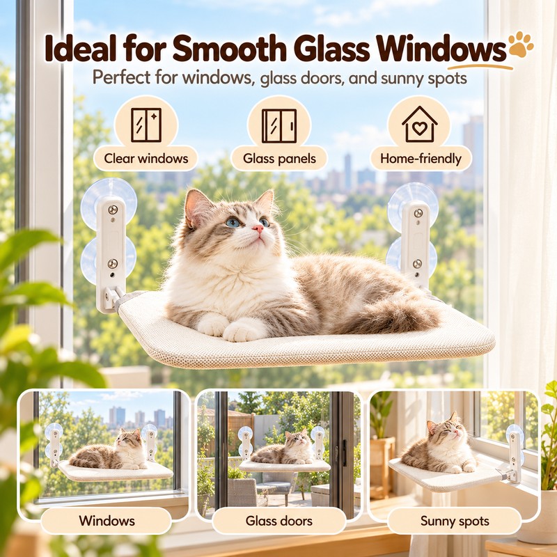 Cat Window Hammock for Indoor Cats – Removable Washable Bed