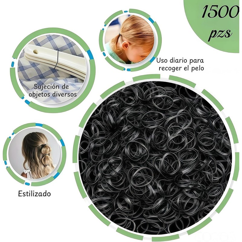 1500 Mini Gomas Elásticas para el Pelo, Ligas Pequeñas para