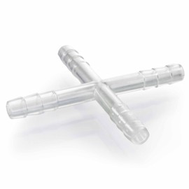 Eisco – 8mm Cross Tubing Connector, Polypropylene – 4-Way Barbed Tube Fittings for Air, Water, and Vacuum Routing – Pack of 20 for Laboratory & Technical Applications