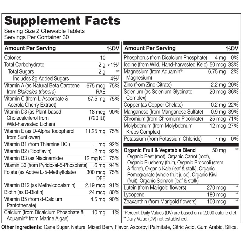 NATURELO Chewable Multivitamin for Children – Natural Whole Food Nutrients