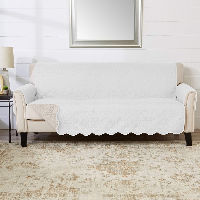 Great Bay Home Medallion Stitched Solid Furniture Protector Stain Resistant