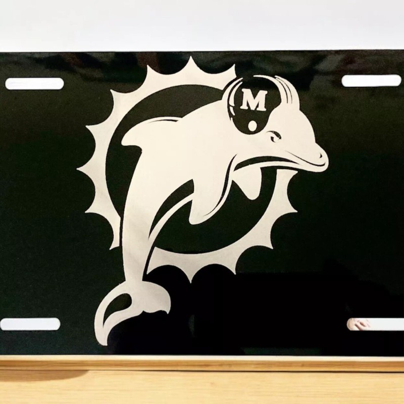 Unbranded Miami Dolphins Football Aluminum Laser Engraved Front License Car
