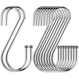 DINGEE 30 Pack S Shaped Hooks - Heavy Duty Silver Metal Hooks for Hanging Plants, Jeans, Bags & More