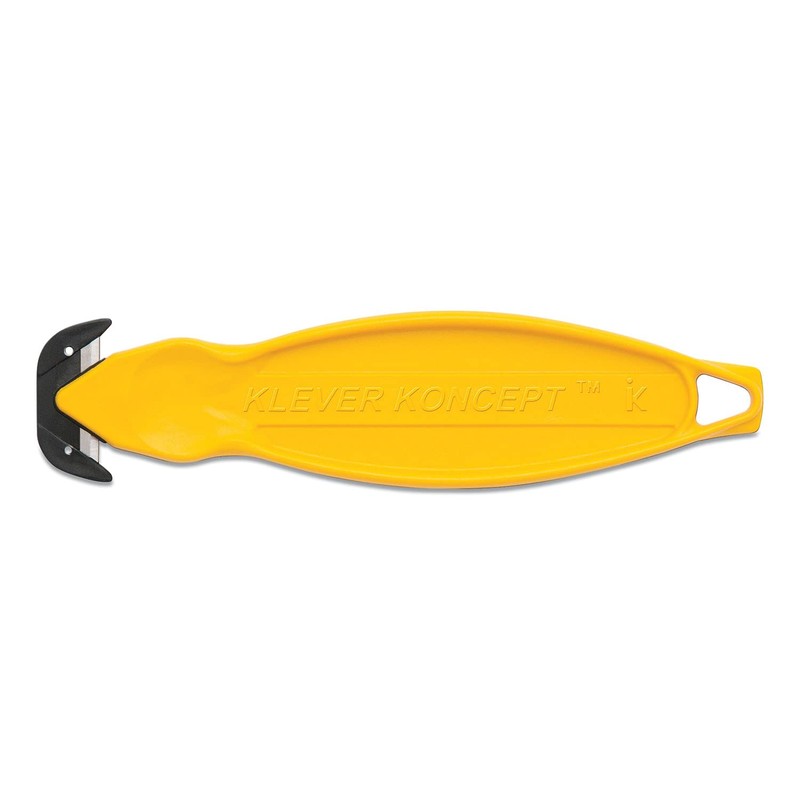 Klever Koncept Safety Cutter, 5.75" Plastic Handle, Yellow, 10/Pack