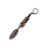 Bronze and Leather Native American Feather Men Earring - Single