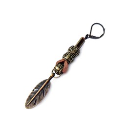Bronze and Leather Native American Feather Men Earring - Single Hippie Long Man Jewelry Boys Country Western