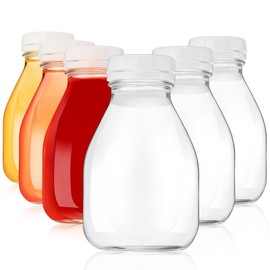 6 Glass Milk Bottles with Lids - 16oz, Reusable for Almond Milk, Coffee Creamer, Parties & Picnics