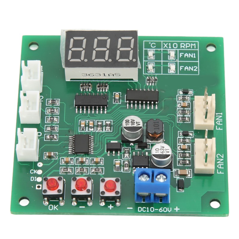 DC10‑60V 2 Channel 4 Wire Fan PWM Temperature Speed Controller