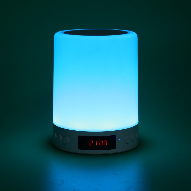 Bluetooth Speaker Alarm Clock Colorful Night Light Touch Control LED