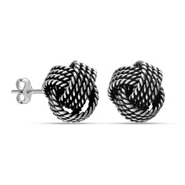LeCalla 925 Sterling Silver Love Knot Earring Stud Earrings Jewellery Italian Design Slightly Twisted Love Knot Stud Earrings for Women, Sterling Silver, No Gemstone