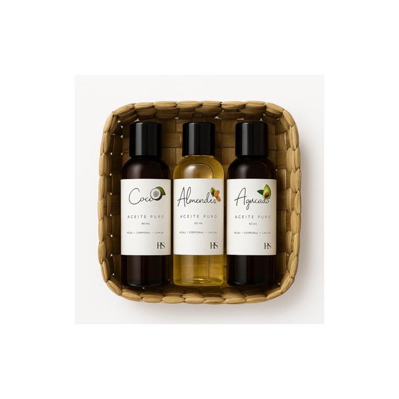 Herbolaria Selecta Set de Aceites Naturales Puros, Coco, Almendra y