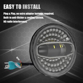 SUNPIE 5D 7 inch White Amber Head light Compatible with H_arley Street Glide/Tri Glide, Compatible with Electra Glide, Compatible with Road King, Compatible with Softail Deluxe/Heritage