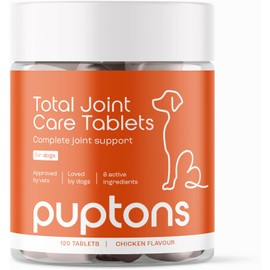 puptons Total Joint Care Supplement for Dogs | Joint Supplement for Dogs | Tasty Chicken or Powder (Tablets, 60 Tablets)