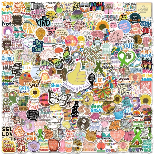 Mental Health Stickers, 250 PCS Mental Health Awareness Items, Vinyl Mental Health Stickers Bulk for Adults, Mental Health Gifts Decor, Mental Health Awareness Stickers Psychology Gifts