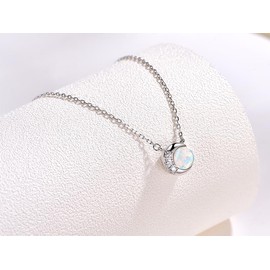 Free bird Ruby Necklace, Women's July Birthstone Pendant, 925 Silver, Crescent Moon, Accessories, Hypoallergenic, Women's, Jewelry, Popular, Birthday, Gift, High School Student Necklace, Cheap, Medium