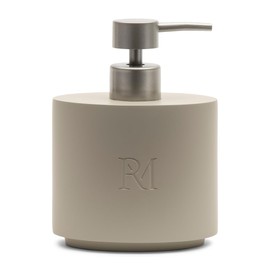 Riviera Maison RM Monogram Soap Dispenser - Soap Dispenser - for Bathroom and Kitchen - Polyresin - Flax - (L x W x H) 11 x 7 x 15 cm