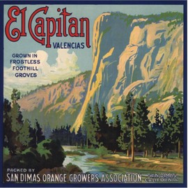 ART.COM Stretched Canvas Print El Capitan Brand - San Dimas, California - Citrus Crate Label by Lantern Press, 30" x 30"