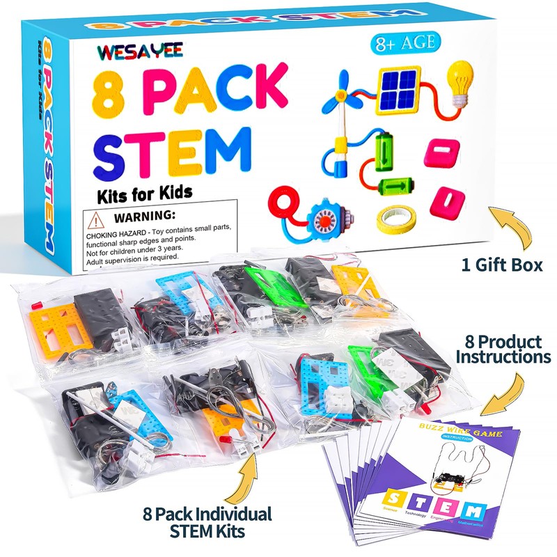 STEM Toy Science Kits, 8 Set Electric Circuit Boy Crafts