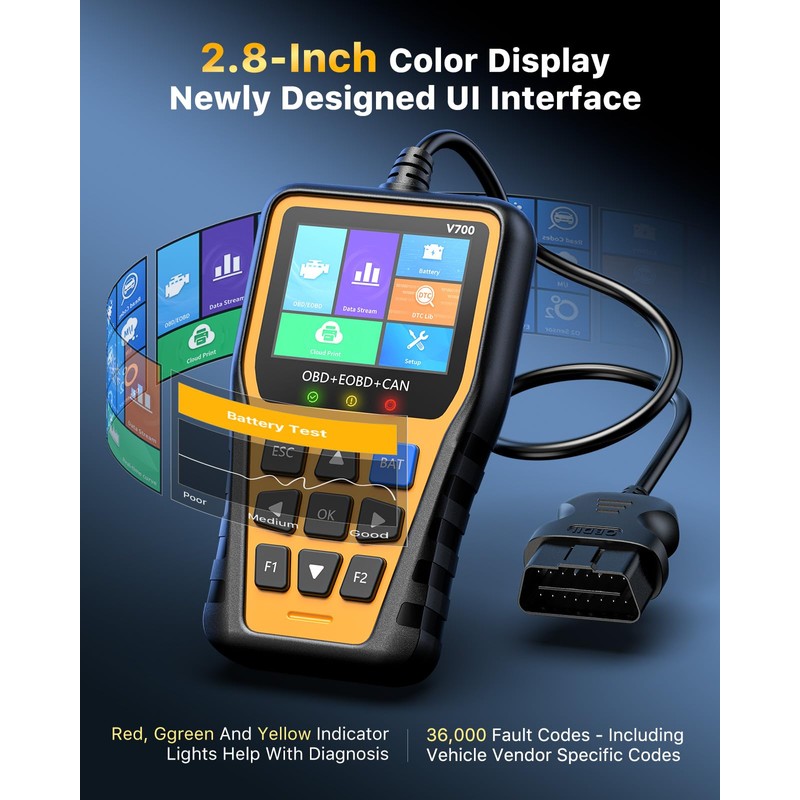 OBD2 Scanner - Enhanced Fixd Car Diagnostic Tool with Battery