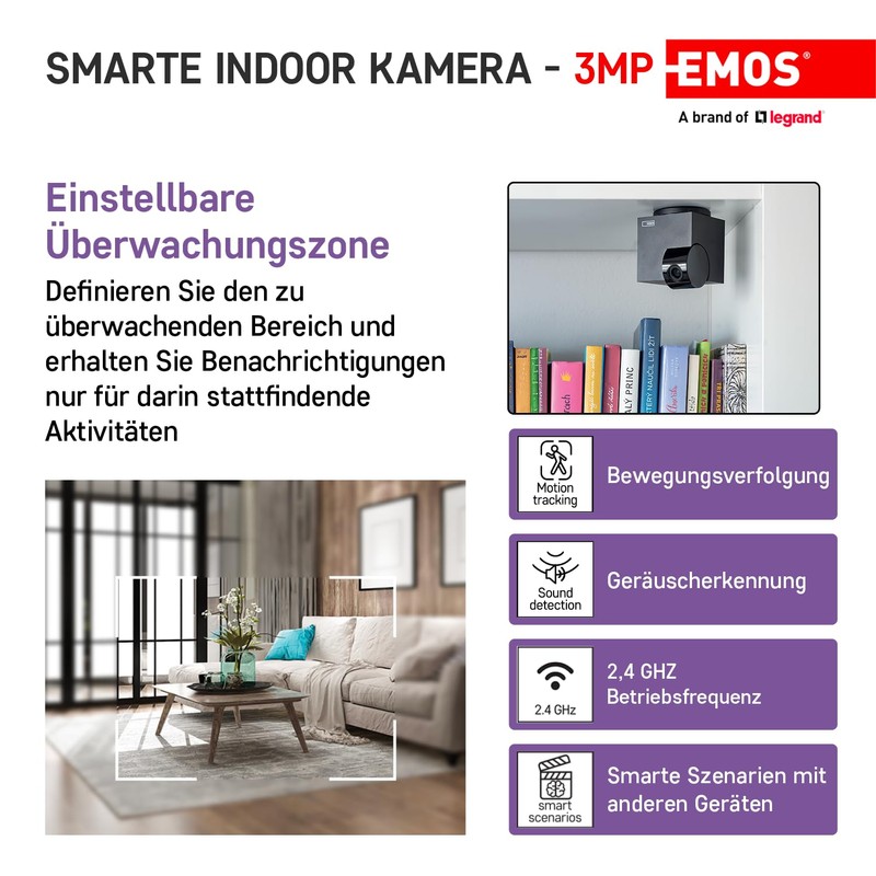 EMOS GoSmart - Smart Home Indoor Surveillance Camera - 3MP