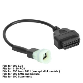 Cable adaptador de 6 pines a 16 pines OBD2 diagnóstico de fallas del motor y detector apto para motocicleta