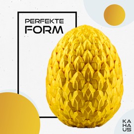 3D Dragon in the Egg - Dragon Egg with Dragon 23 cm Figure | 12 cm Large Egg | Hatching Surprise Dragon in Golden with Floral Pattern | Movable Fantasy Toy & Collectible Figure for Children