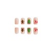 Christmas Press on Nails Short Square Winter Fake Nails Nude
