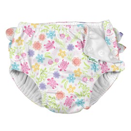 i Play Girls Reusable Absorbent Baby Swim Diapers White Turtle Floral 6 Months