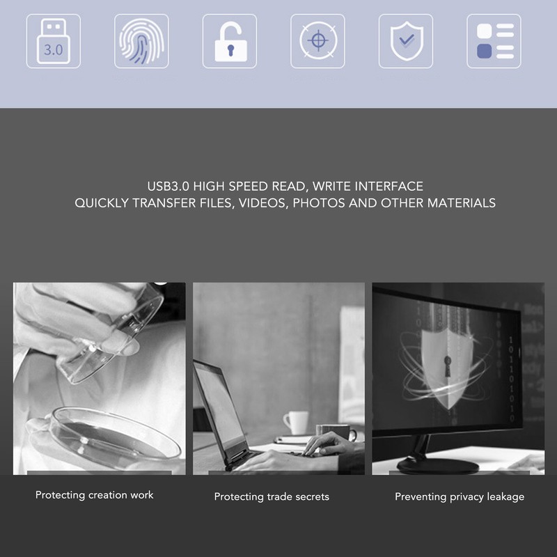 Fingerprint Encryption U Disk USB3.0 High Speed Accurate Recognition Metal