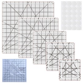Quilting Rulers,5 Square Quilting Ruler Quilting Templates(3.5",5", 8",10",12.5"),Quilting Rulers Acrylic Rulers Fabric Cutting Ruler with Non-Slip Rings for Quilting and Sewing(White)