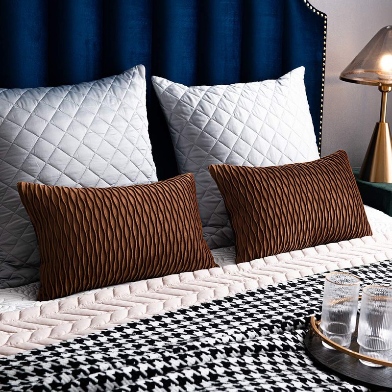 DEZENE Light Brown Throw Pillow Cases: 2 Pack 12x20 Inch