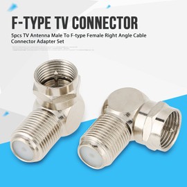 Adaptador de conexión de TV 5pcs de TV macho a F tipo f hembra derecha -conector de cable coaxial de ángulo coaxial