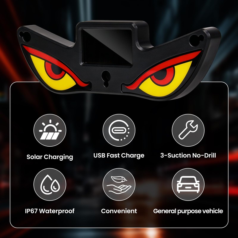 Solar Demon Eye LED Car Window Light, 2026 New Devil