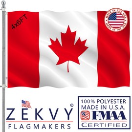 ZEKVY Canada Flag 4x6 Outdoor Made in USA - Double Sided Heavy Duty Vivid Color Canadian Flag with 2 Brass Grommet